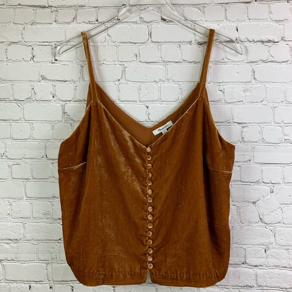 Madewell Tops - Madewell Button Velvet Camisole Vintage Gold 14